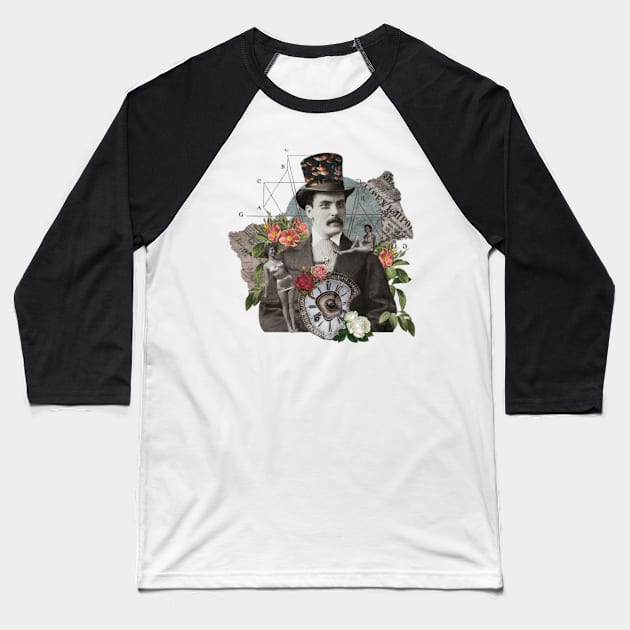 Gothic vintage Victorian London Collage Man Baseball T-Shirt by EdStark